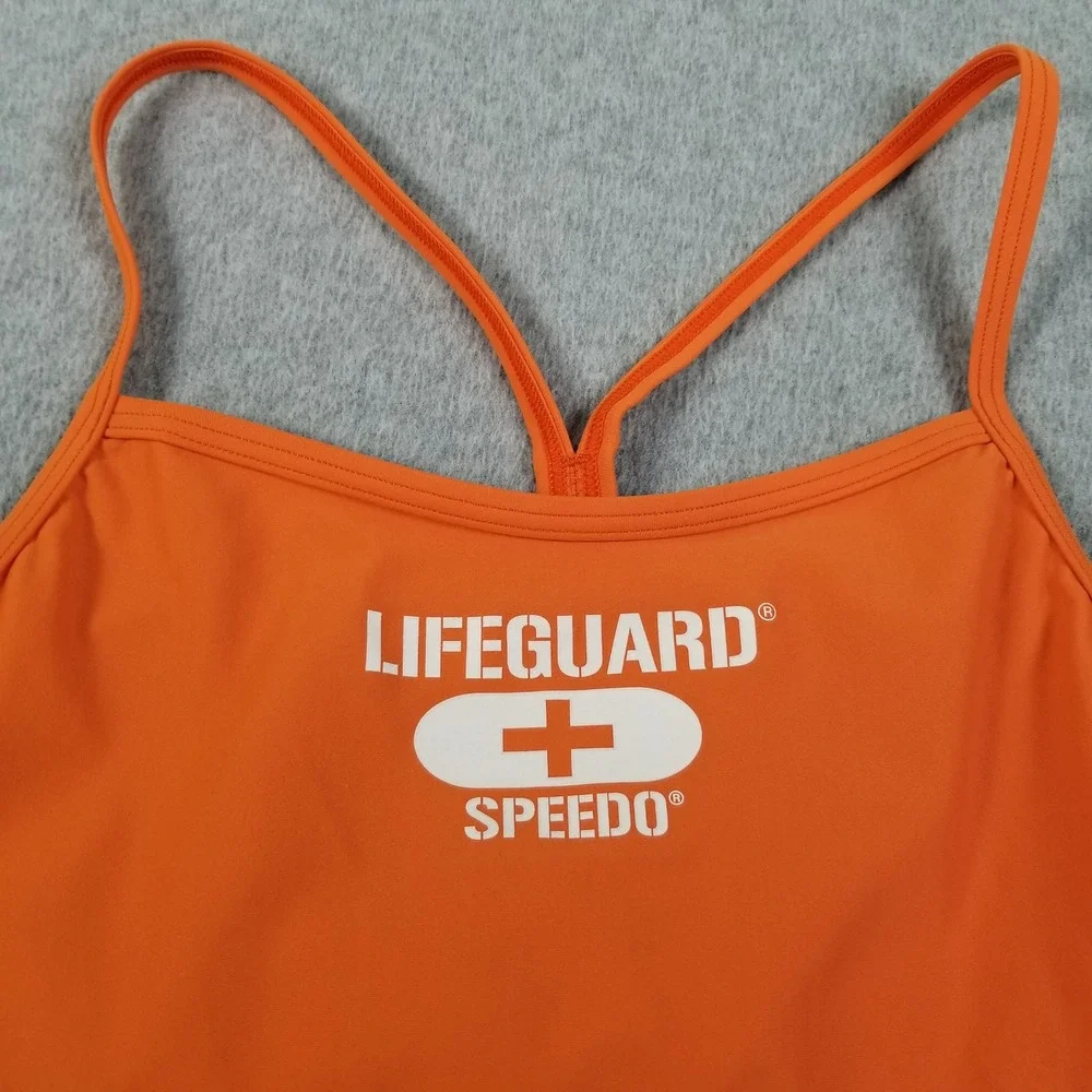 NEW Speedo Lifeguard Swim Tankini Top Women 8 Orange Bondi Beach Australia Lake